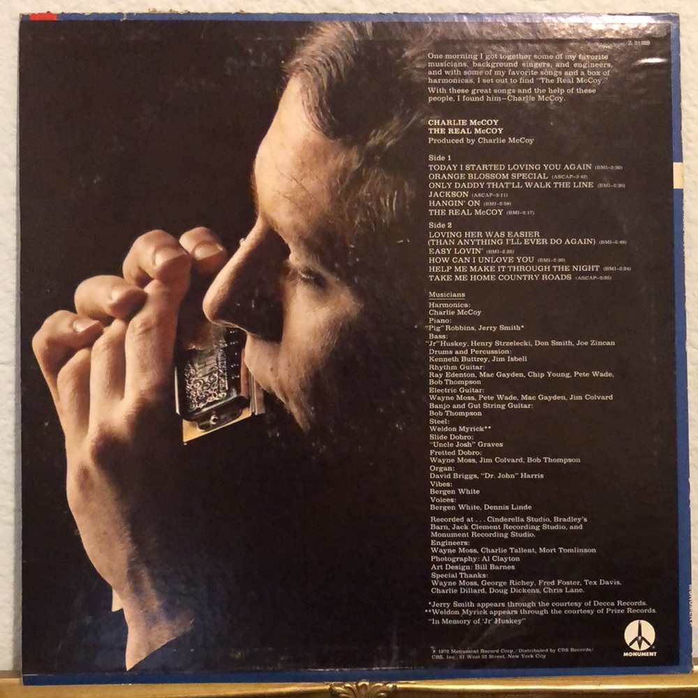 Charlie McCoy The Real McCoy Vinyl Album '72